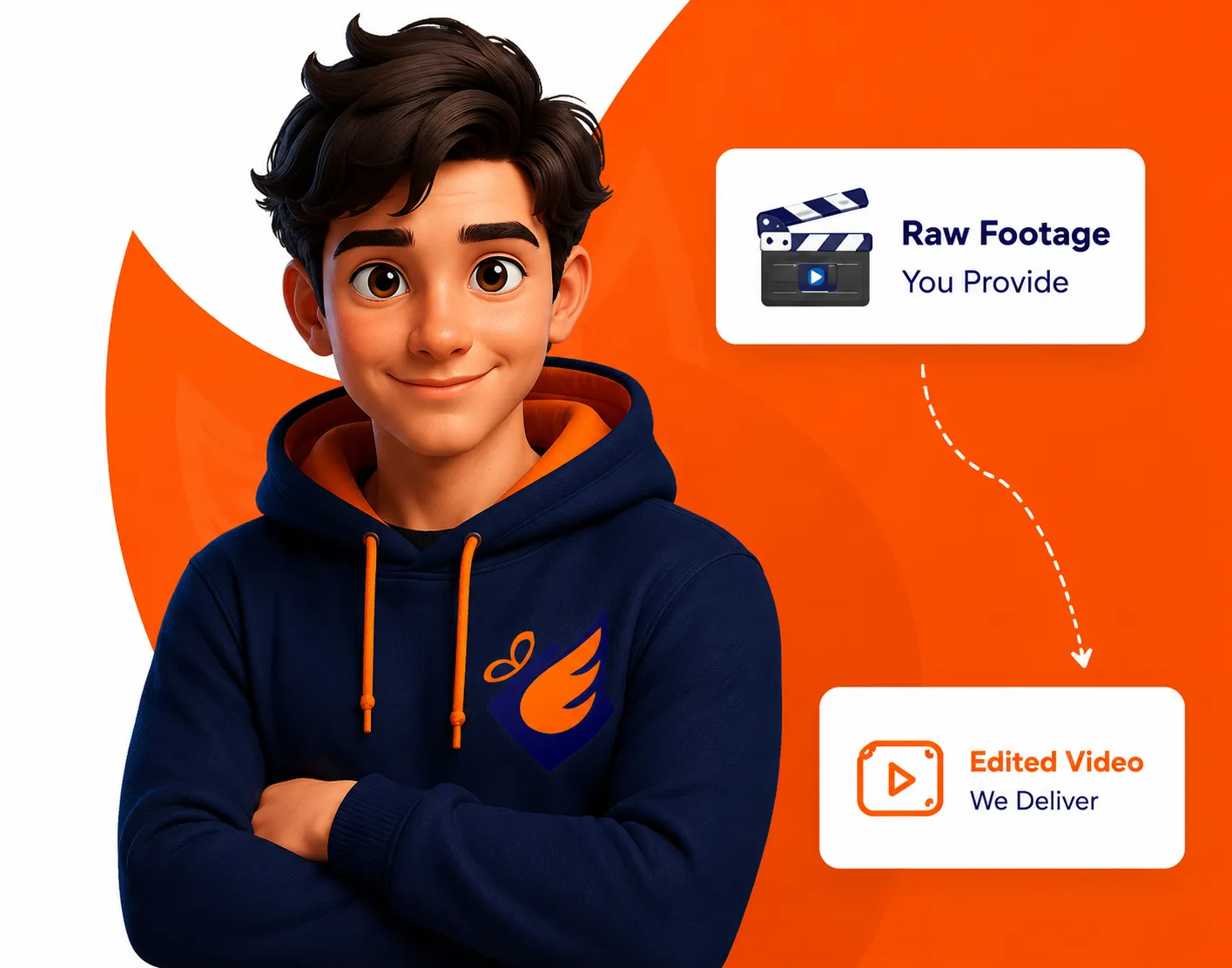 AI generated character in hoodie - Havfly AI video production India 
